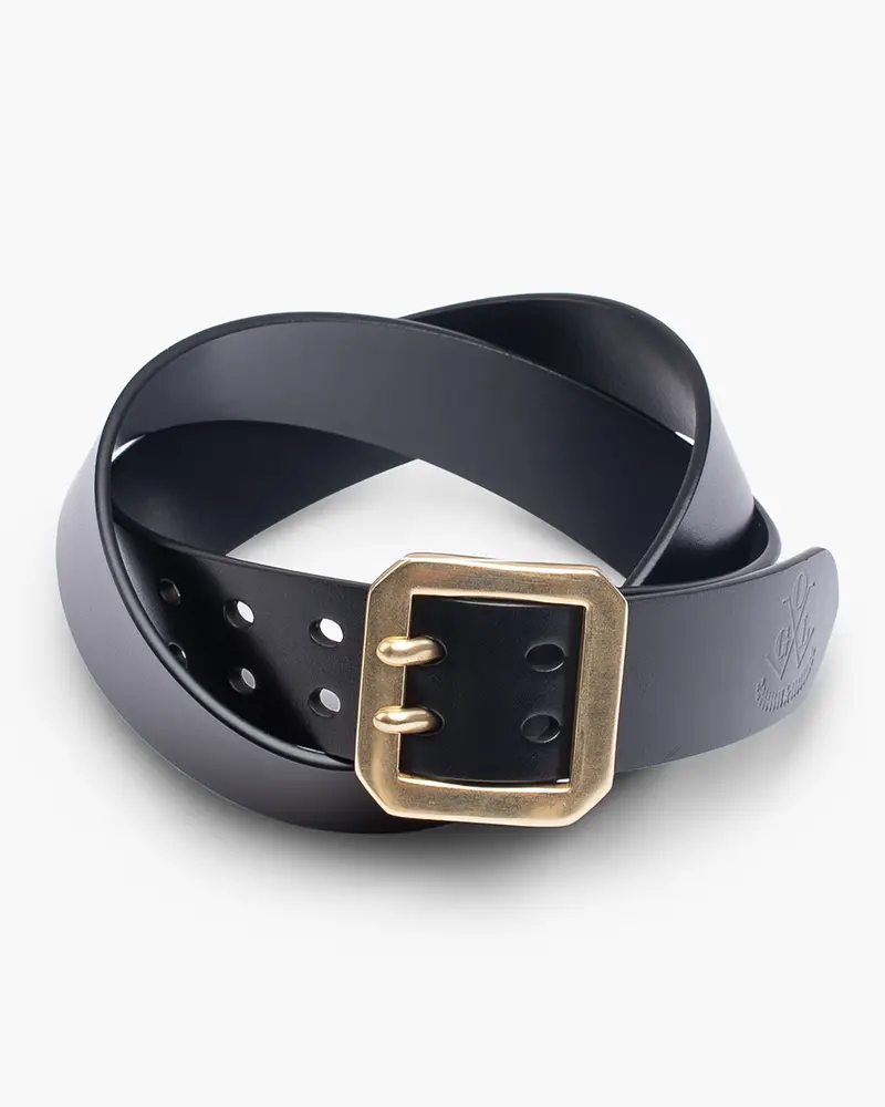 Ogl Double Prong Garrison Buckle Leather Belt - Black 1