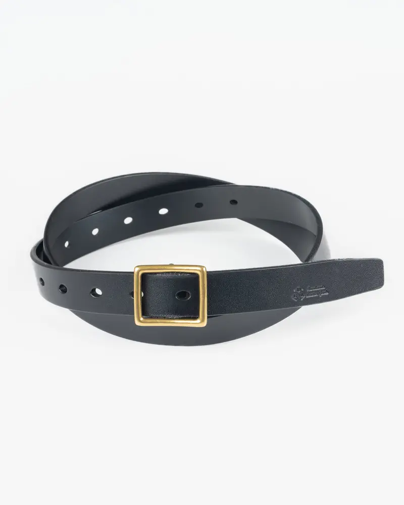 Ogl Obbies Square Buckle Leather Belt - Full Dyed Black 1