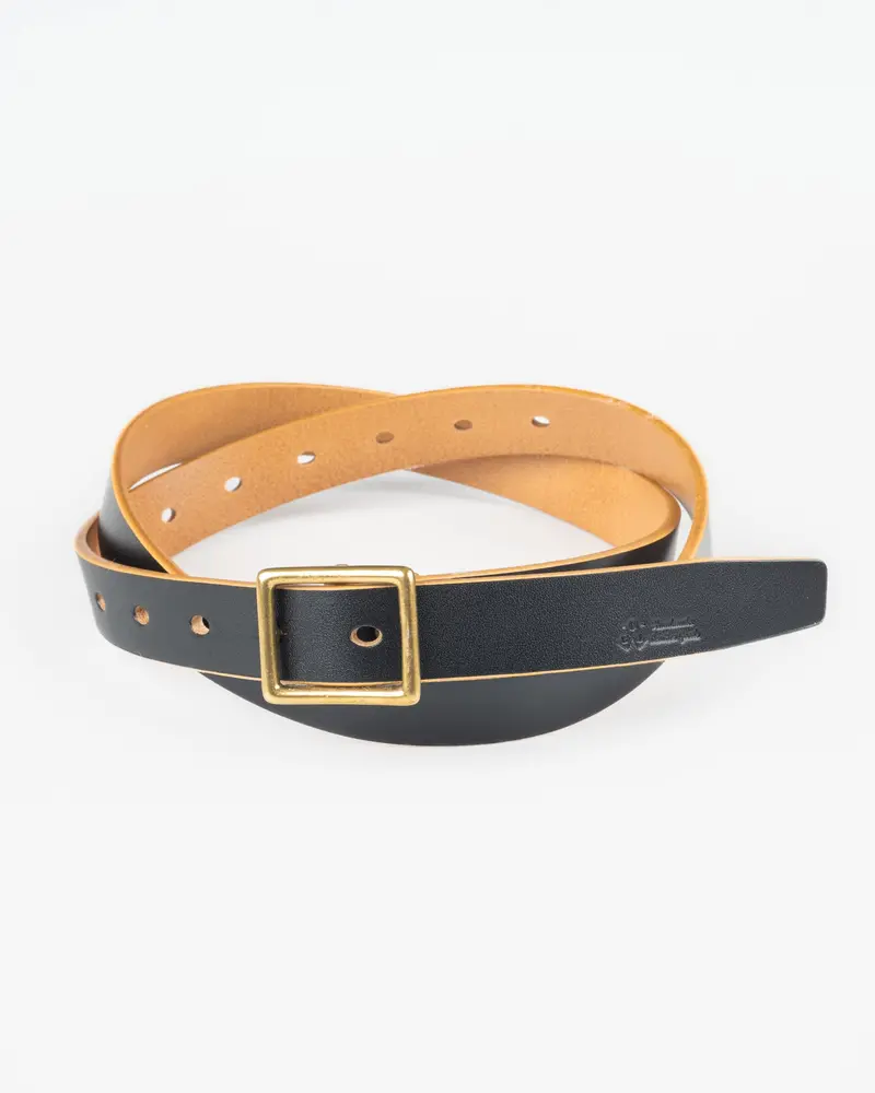 Ogl Obbies Square Buckle Leather Belt - Hand Dyed Black 1