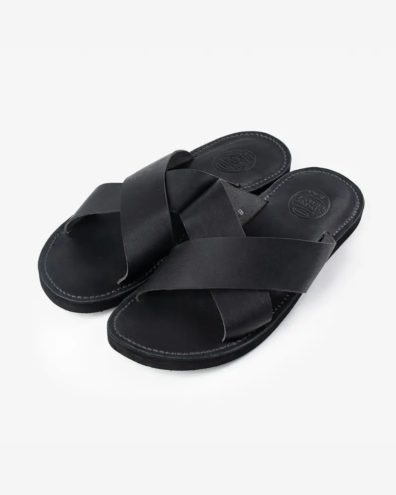 Ogl X Dr. Sole Leather Cross Sandals - Black 1