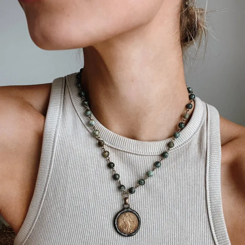 Old World Angel Coin Necklace 1