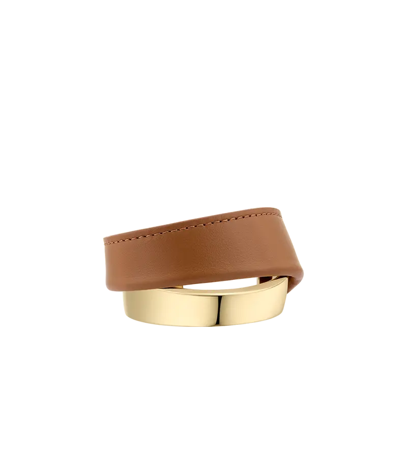 Ormé Cuff - Gold Gilded With Camel Leather 1