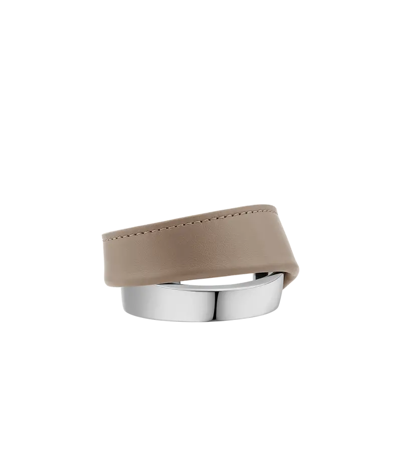 Ormé Cuff - Silver In Rhodium With Taupe Leather 1