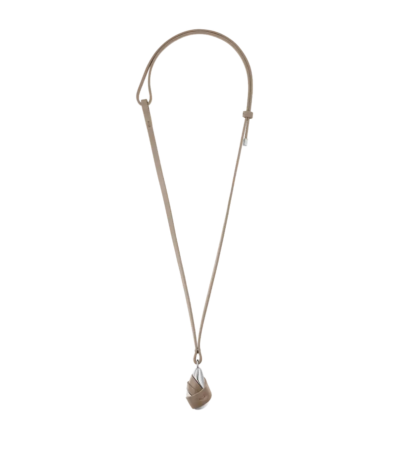 Ormé Pendant - Silver In Rhodium With Taupe Leather 1