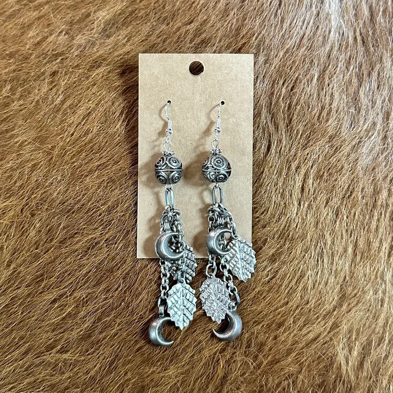 Ornate Silver Chain And Icons Dangle Earrings - Amy Kaplan 1