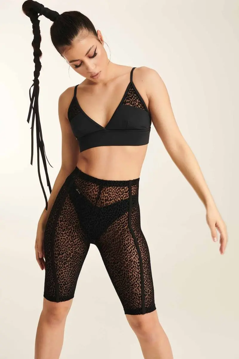Paradise Chick Sirène Leopard Biker Shorts - Black 1