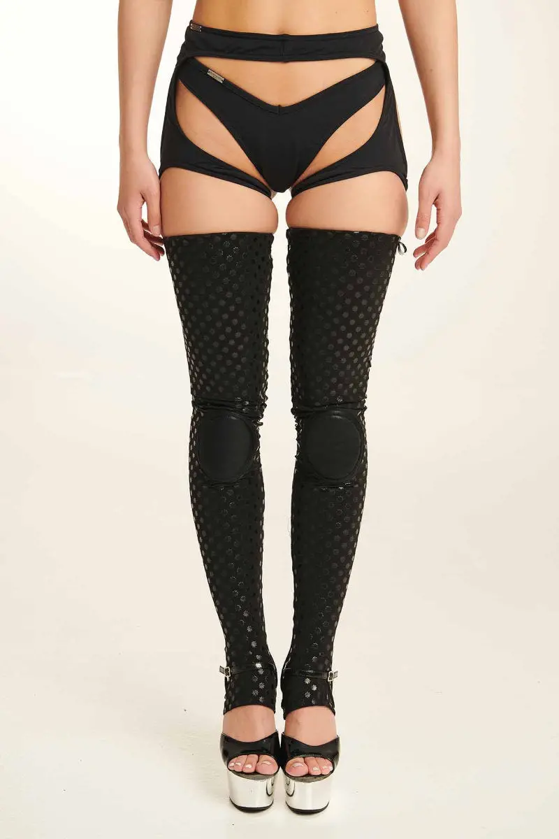 Paradise Chick Sticky Star Socks (Ultra Grip With Kneepads) - Black 1