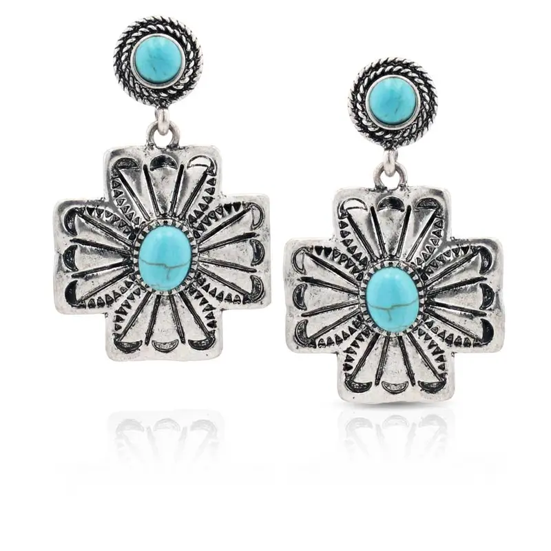 Petaled Turquoise Attitude Earrings- Montana Silversmiths For Bourbon Cowgirl 1