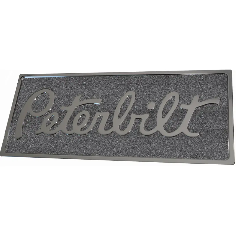 Peterbilt Engraved Emblem Rectangular Black Metallic 195 1