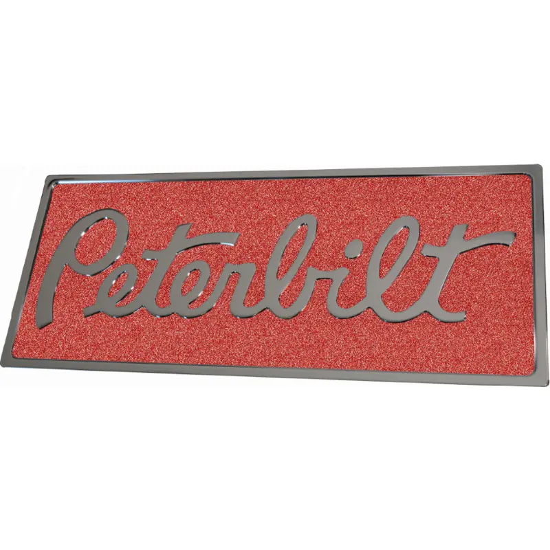 Peterbilt Engraved Emblem Rectangular Metallic Red 481 1
