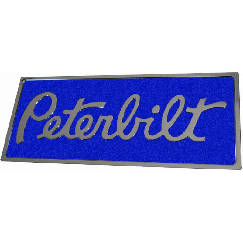 Peterbilt Rectangular Engraved Emblem Blue 647 1
