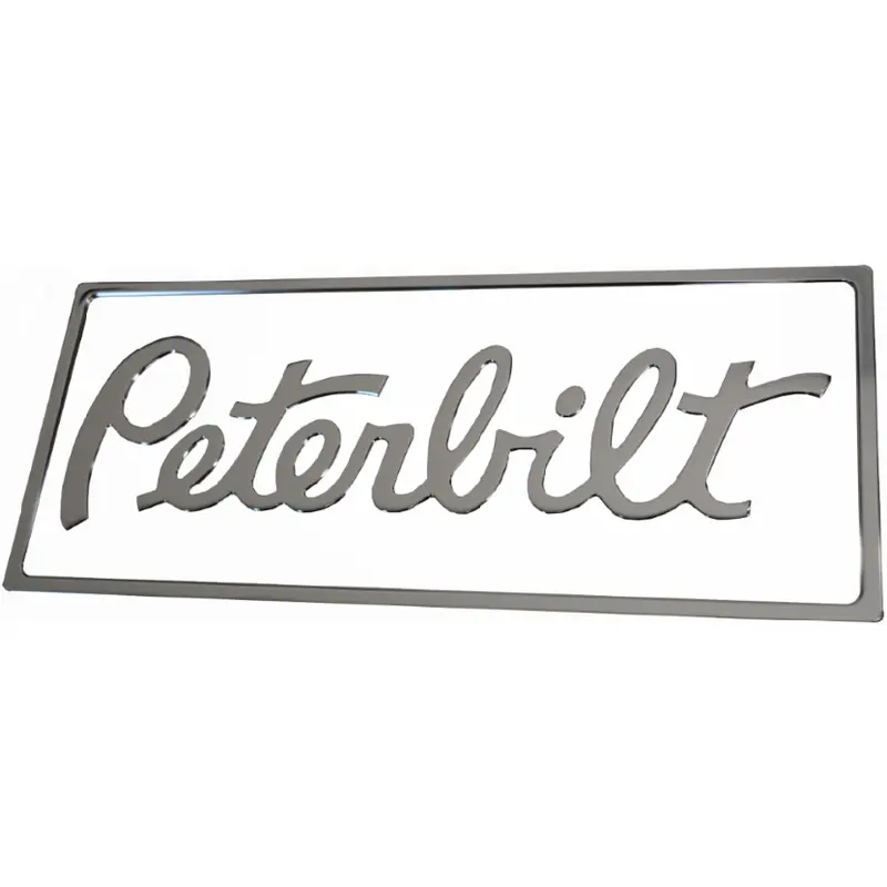 Peterbilt White Rectangular Engraved Emblem 108 1