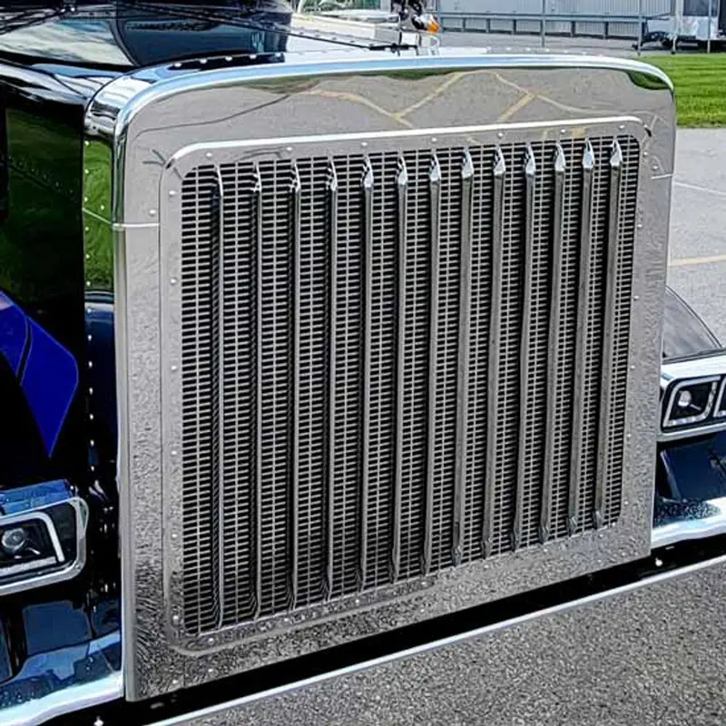 #Pft-Gs-379-Ss Stainless Steel Grille Surround For Peterbilt 379 Extended Hood 1987 - 2007 1