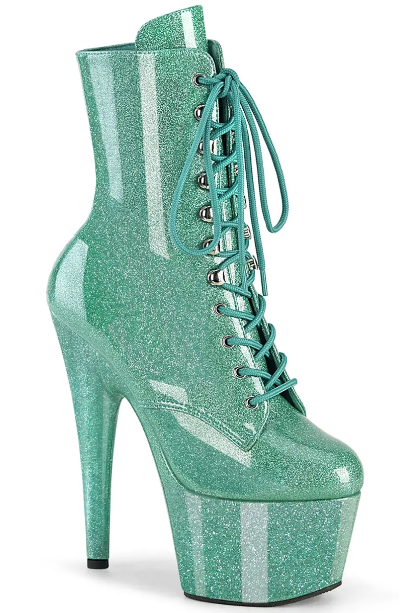 Pleaser Usa Adore-1020Gp 7Inch Boots - Aqua Glitter 1