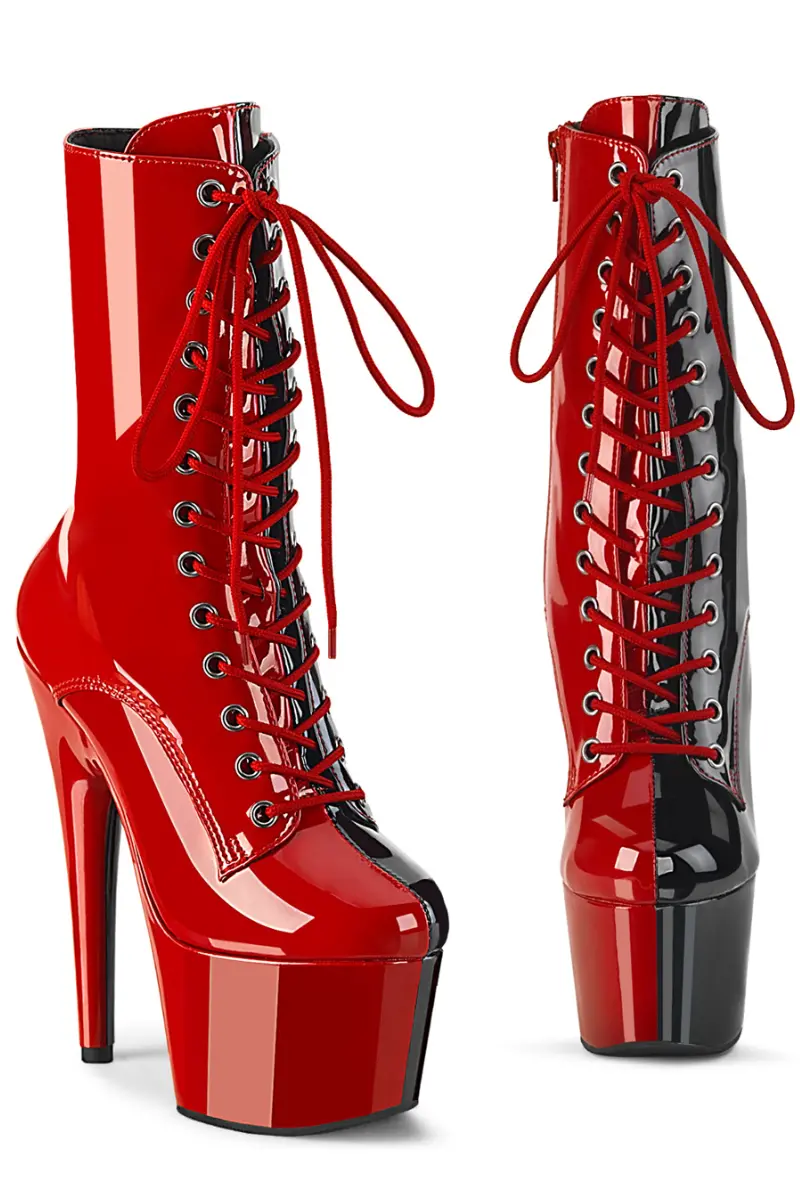 Pleaser Usa Adore-1040Tt 7Inch Boots - Patent Black/Red (Uk2 Only) 1
