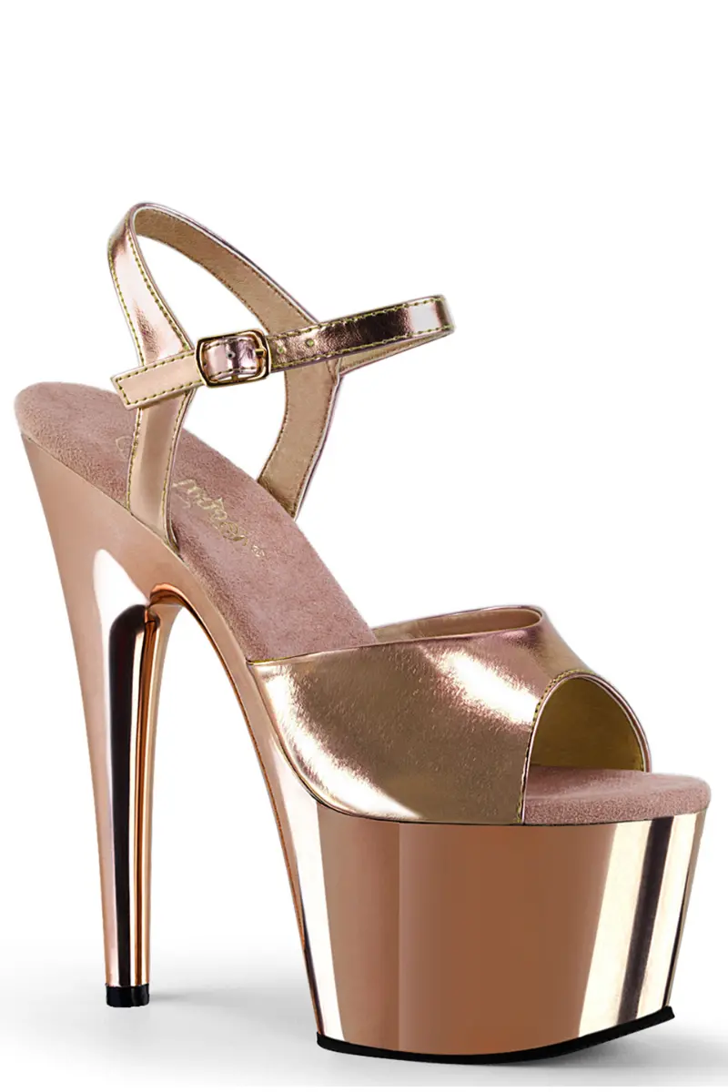 Pleaser Usa Adore-709 7Inch Stilettos - Metallic Rose Gold Chrome (Uk2 Only) 1