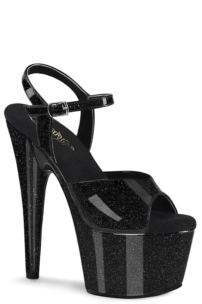 Pleaser Usa Adore-709Gp 7Inch Stilettos - Black Glitter 1
