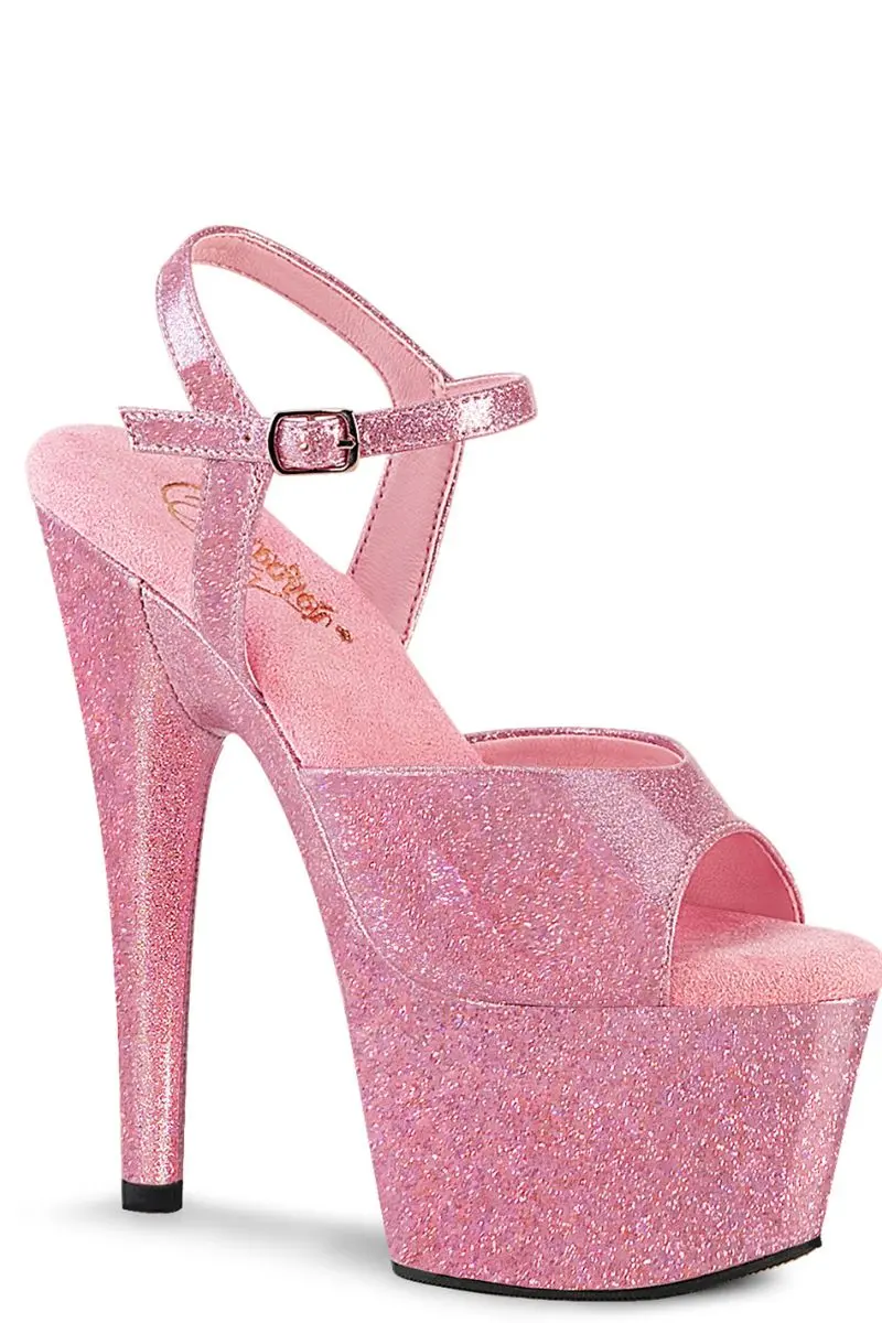 Pleaser Usa Adore-709Gp 7Inch Stilettos - Pink Glitter 1