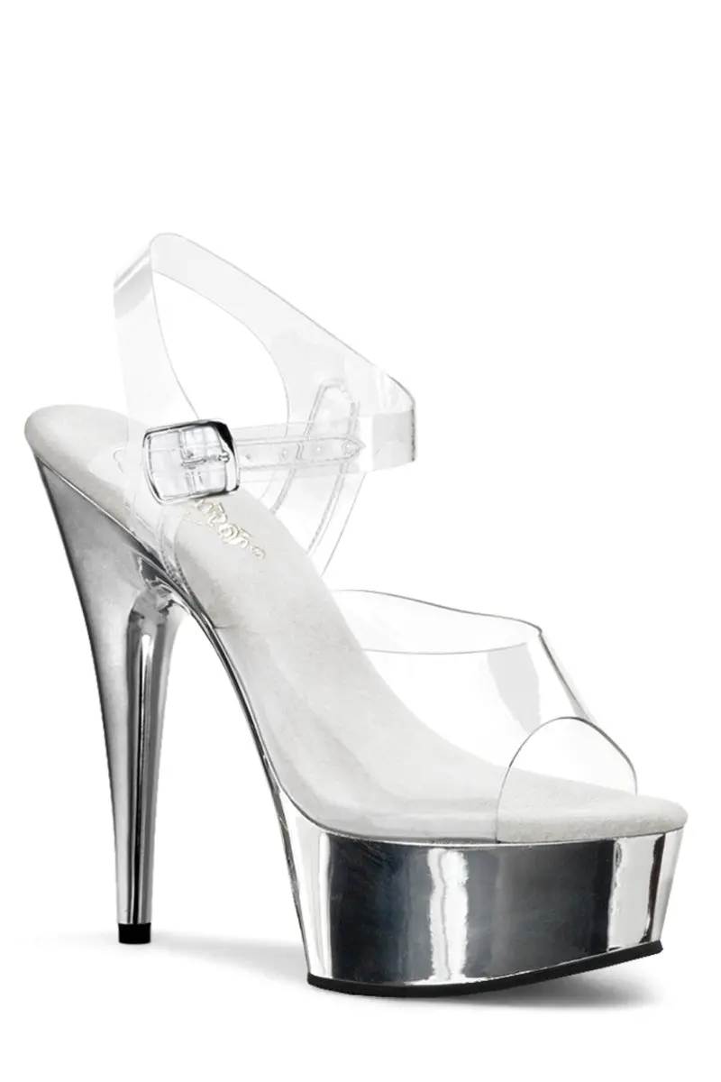 Pleaser Usa Delight-608 6Inch Stilettos - Silver Chrome 1