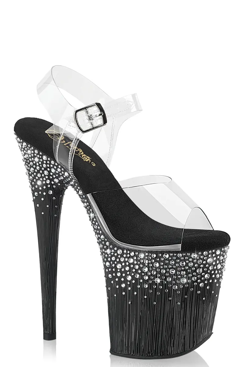 Pleaser Usa Flamingo-808Spkl 8Inch Stilettos - Black 1