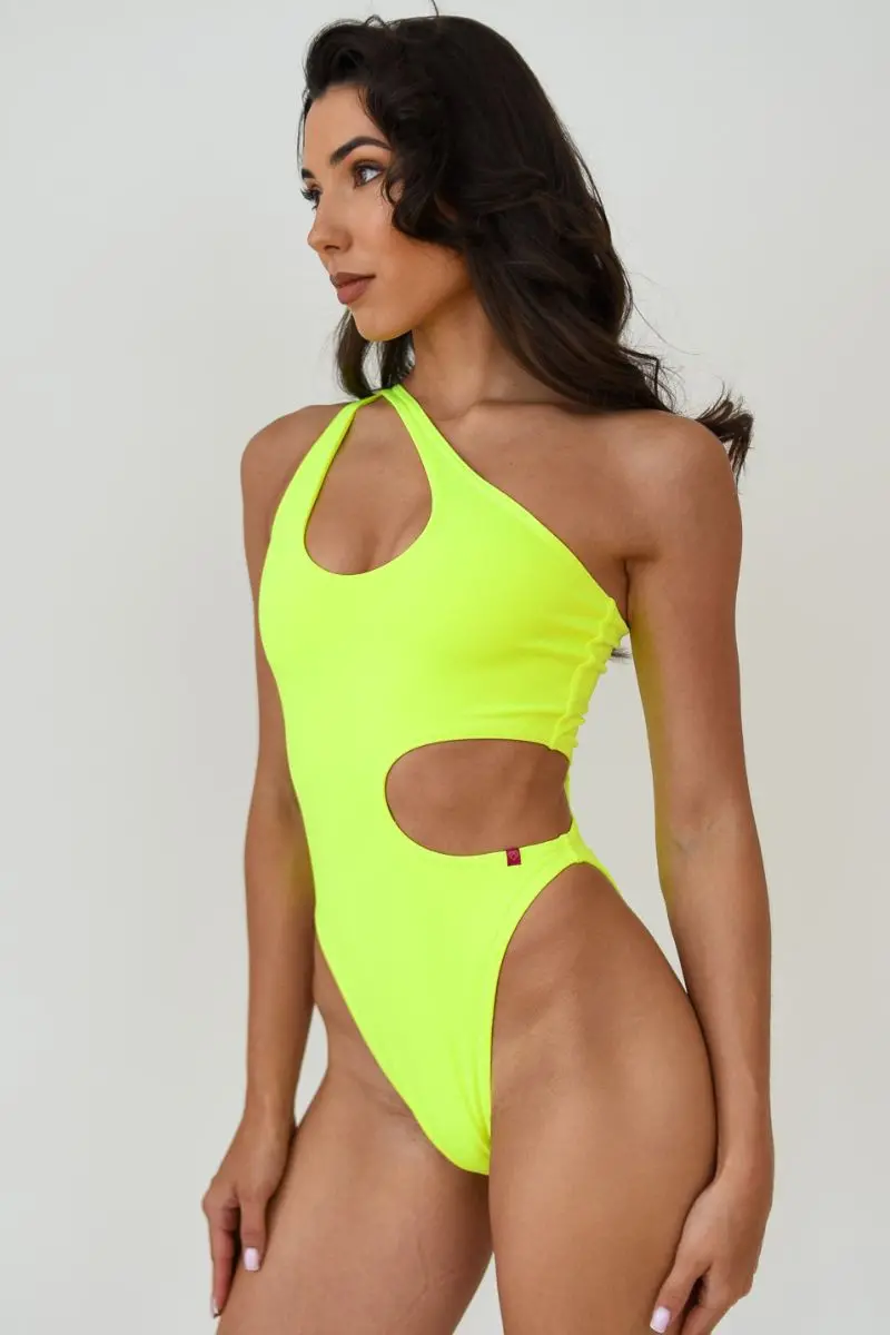 Pole Addict Mesmerised Bodysuit - Neon Yellow 1