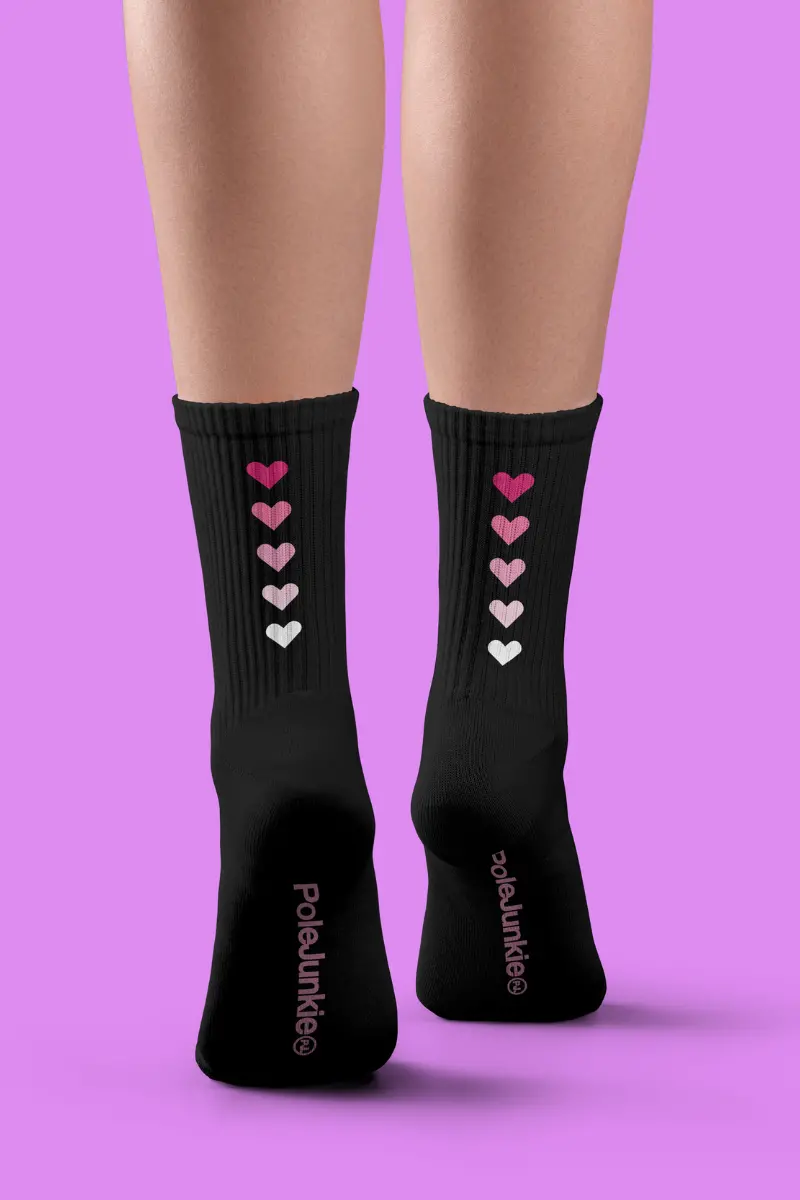 Pole Junkie Hearts Socks - Black 1