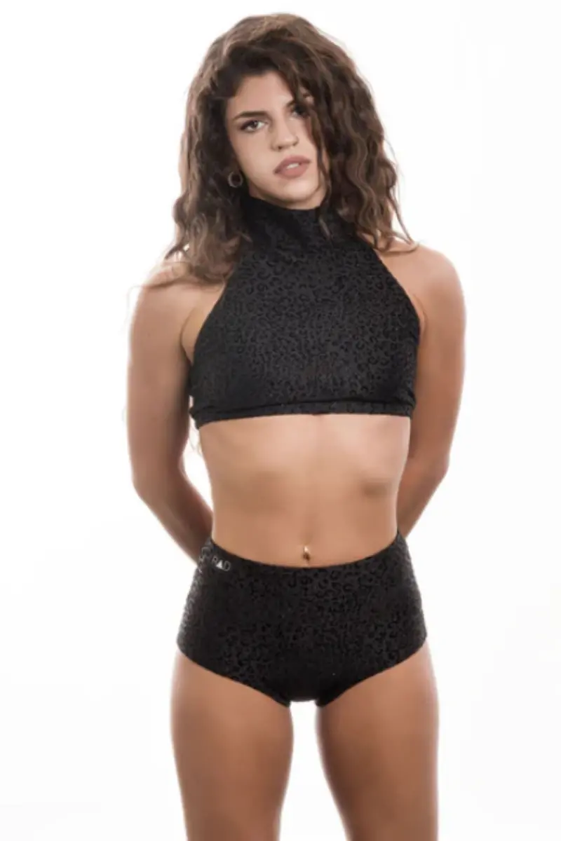 Rad Eve Leopard Top - Black Glitter 1