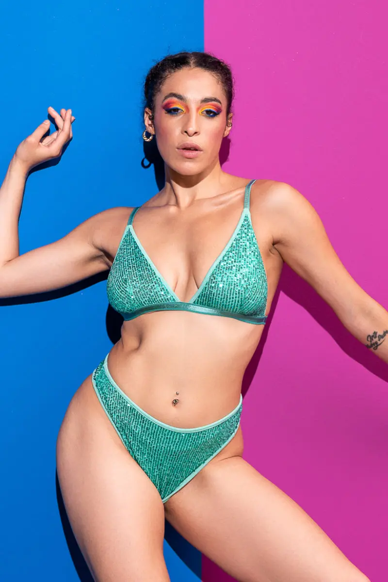 Rad Mirage Aglow Sequin Bottoms - Sea Green 1