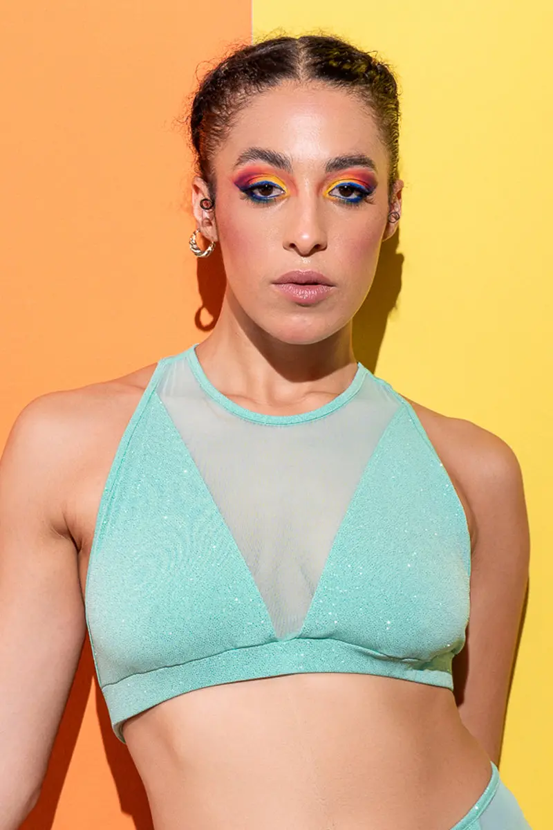 Rad Mirage Triangle Glitter Top - Aqua 1