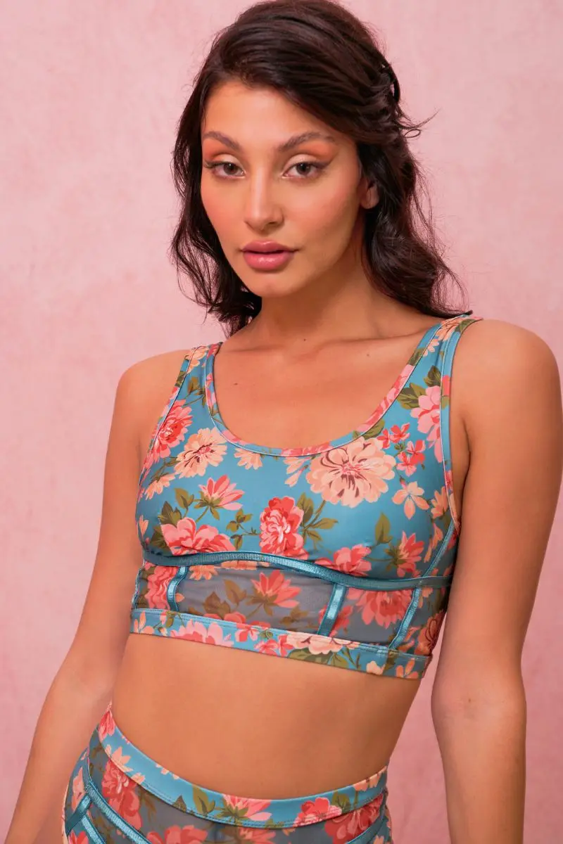 Rad Paradiso Destino Top - Teal Floral 1