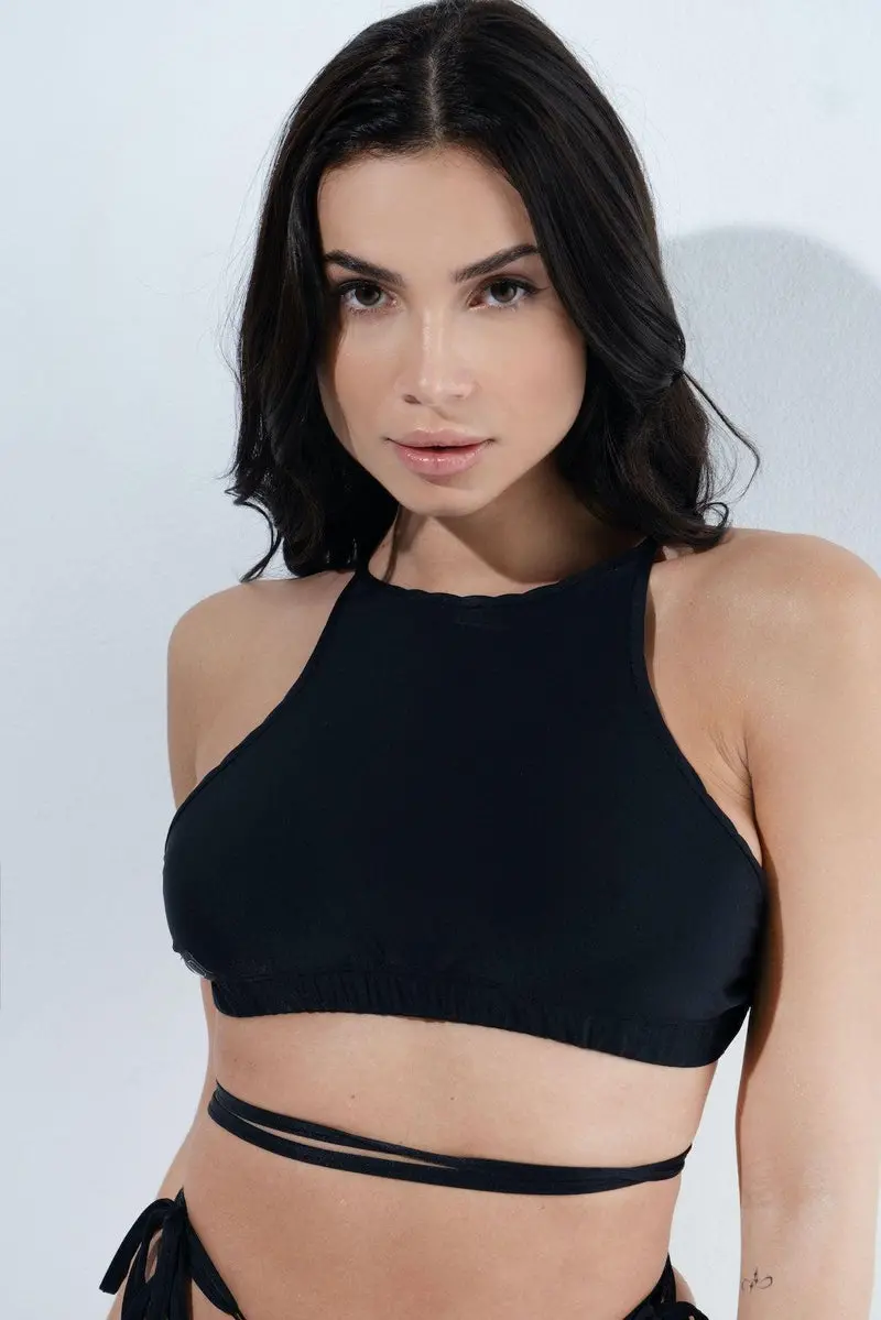Rad Tie Me Up Halter Top - Black 1