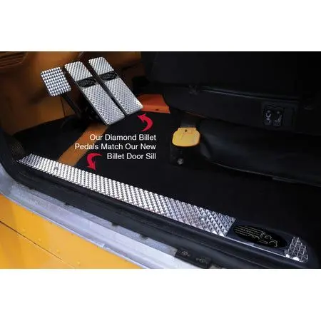 Raised Diamond Cut Billet Door Sill Kit Peterbilt 379 Chrome 1