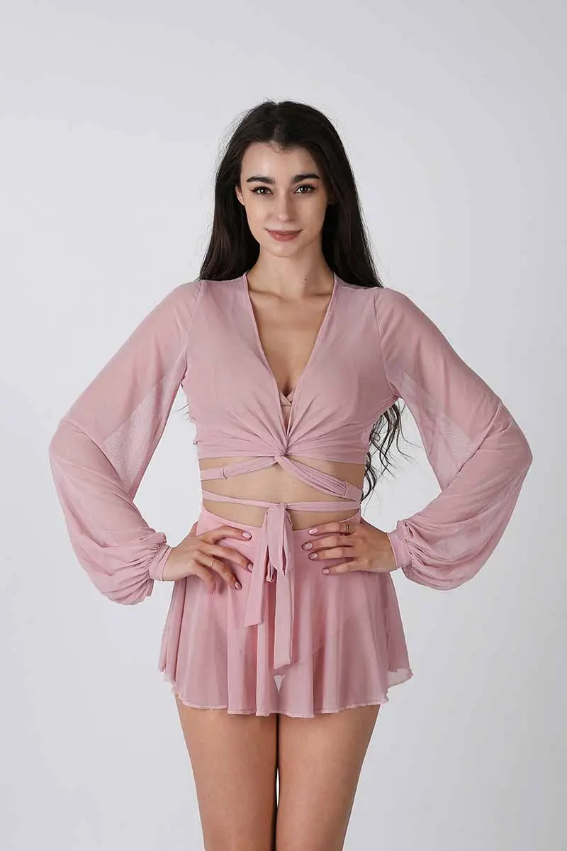 Rev Activ Mesh Wrap Blouse - Pink 1