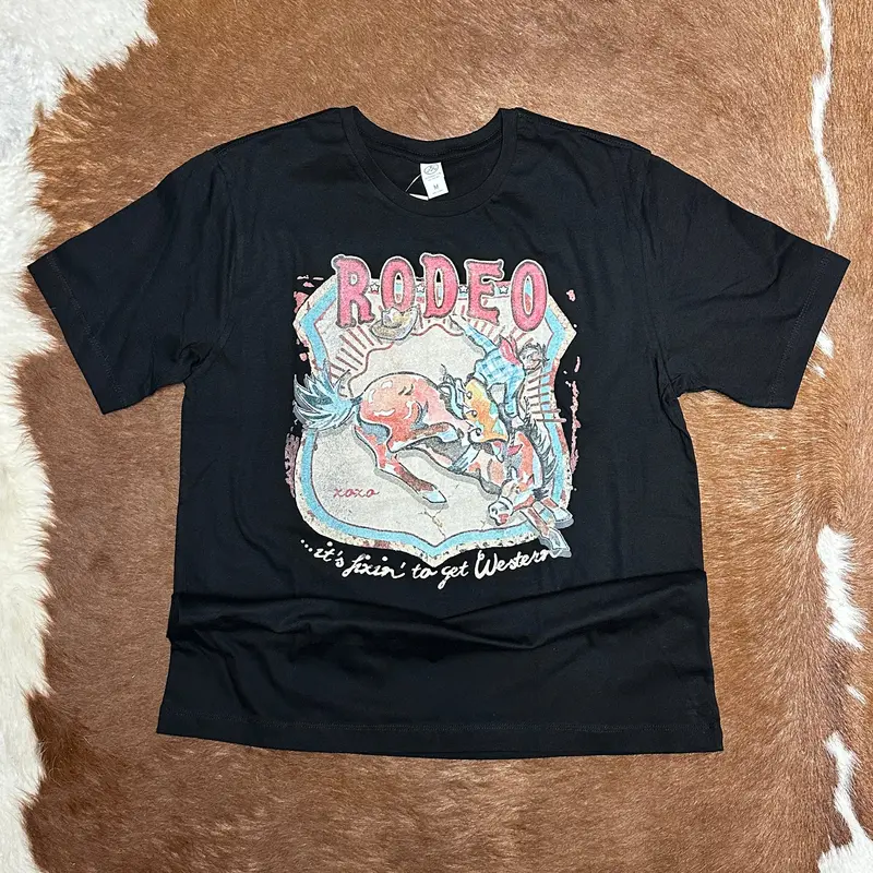 Rodeo Event Bronc Western Style Tee With Crystals 1