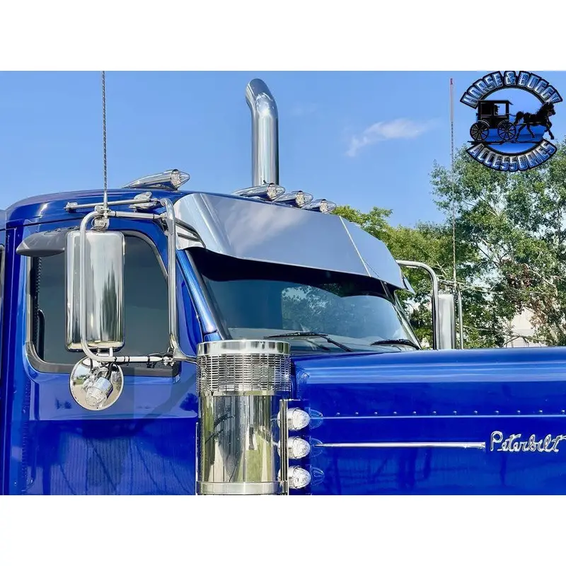 Rollin Low (14" Straight) 2.1M Visor (Kenworth T680, T880, W990) (Peterbilt 567, 579, 589)  #3005 1