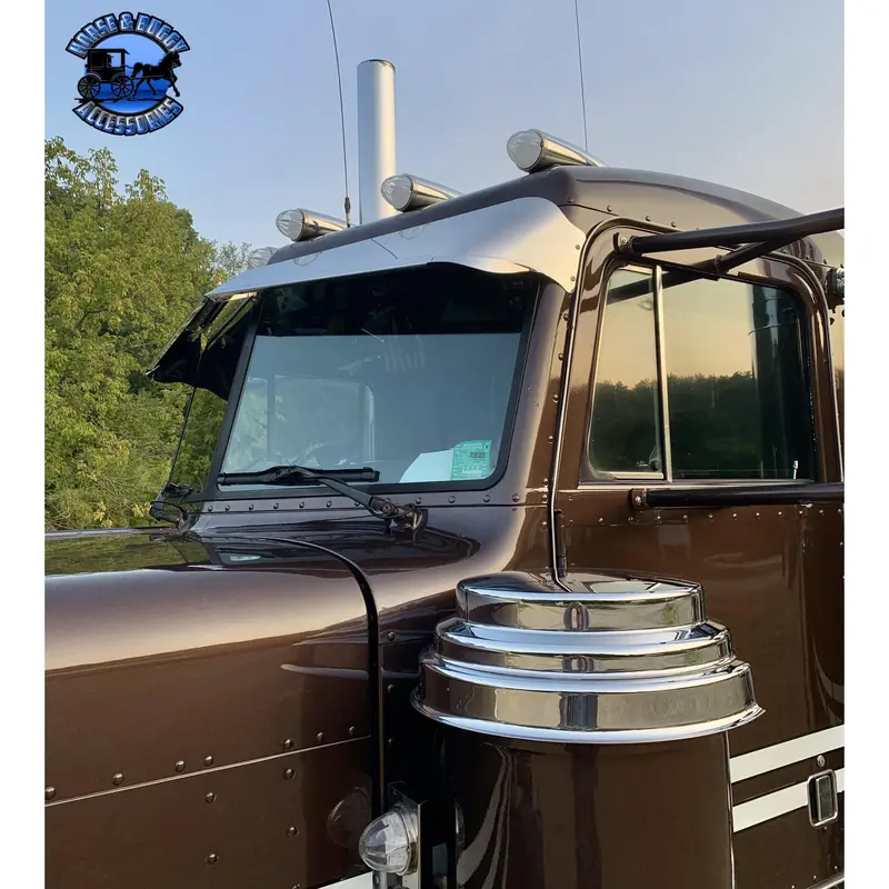 Rollin Low 359 Peterbilt Visor "Timeless" (With Bead Roll) 9"X5" Reverse Bowtie 304 Stainless #0053 1