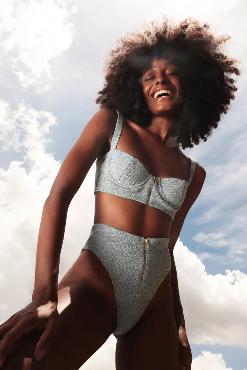Rolling Britney Shorts - Light Blue Lurex 1