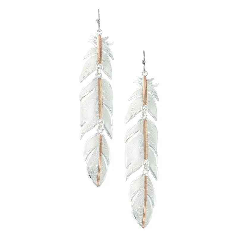 Rose Gold Plume Feather Earrings- Montana Silversmiths 1