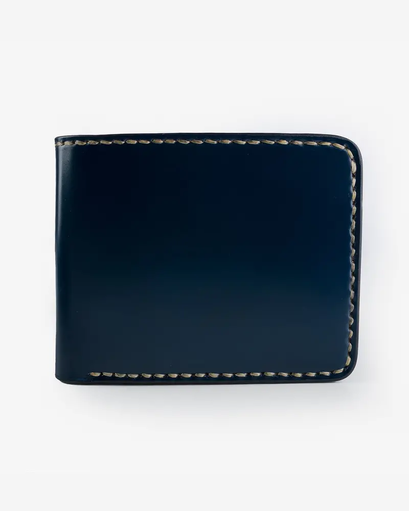 Slimline Small Shell Cordovan Wallet - Navy 1