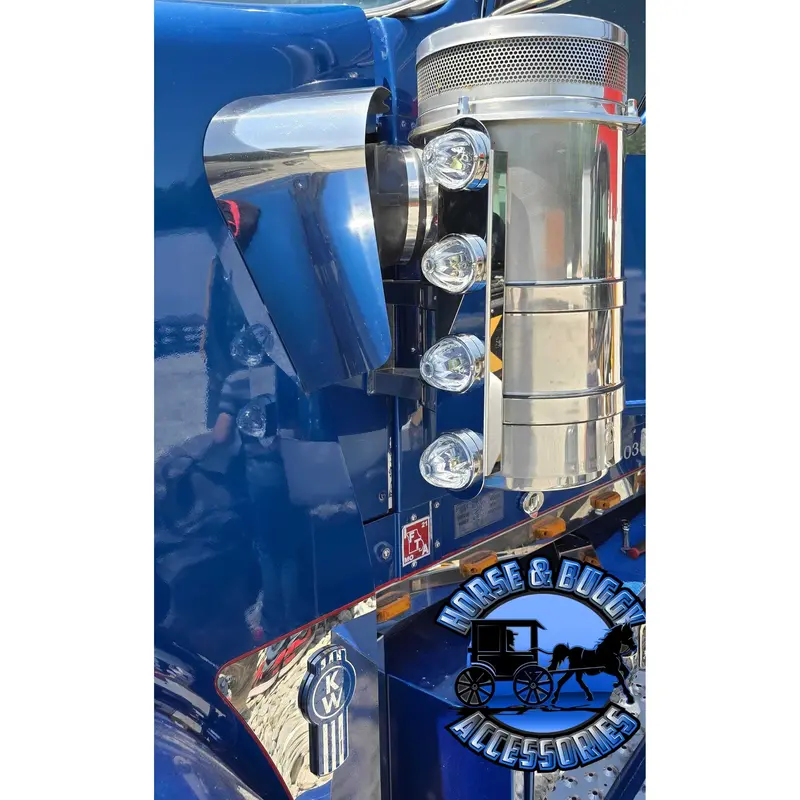 Ss-1725 Front Kenworth Radius Style Bracket 15" Air Cleaner (Sold In Pairs) (Lights Not Included) 1