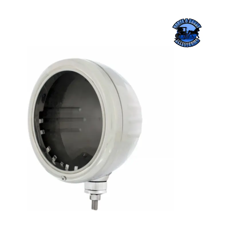 Stainless Classic Style Embossed Stripe Headlight Housing #32728 1