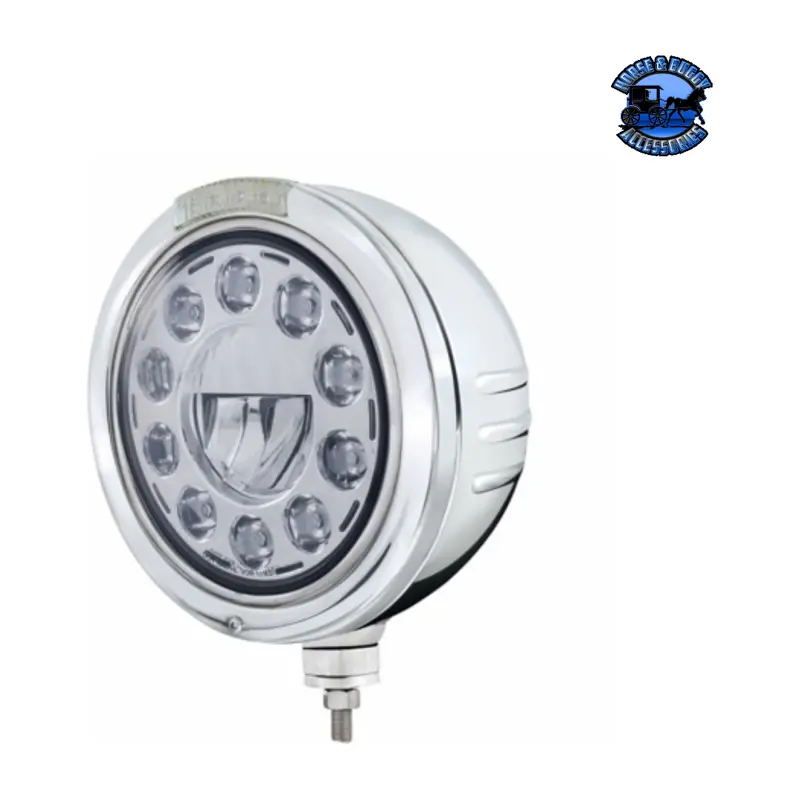 Stainless Steel Bullet Embossed Stripe Headlight 11 Led Bulb & Dual Mode Led Signal (Choose Color) 1