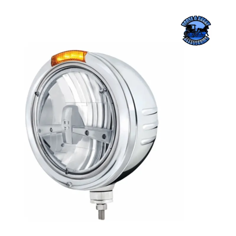 Stainless Steel Bullet Embossed Stripe Headlight 5 Led Bulb & Dual Mode Led Signal (Choose Color) 1