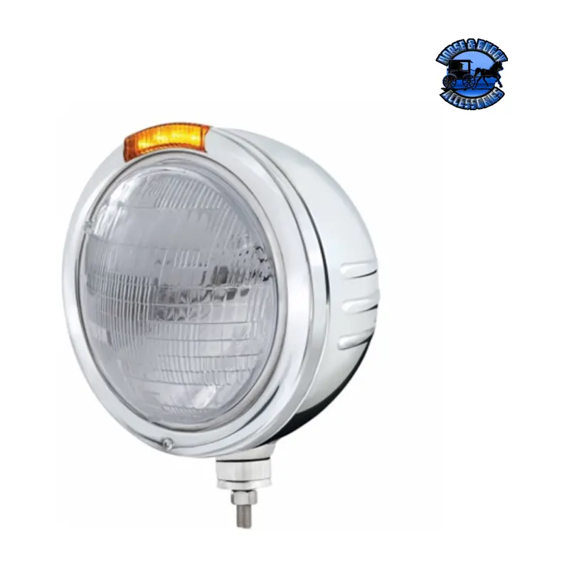 Stainless Steel Bullet Embossed Stripe Headlight 6014 & Dual Mode Led Signal (Choose Color) 1
