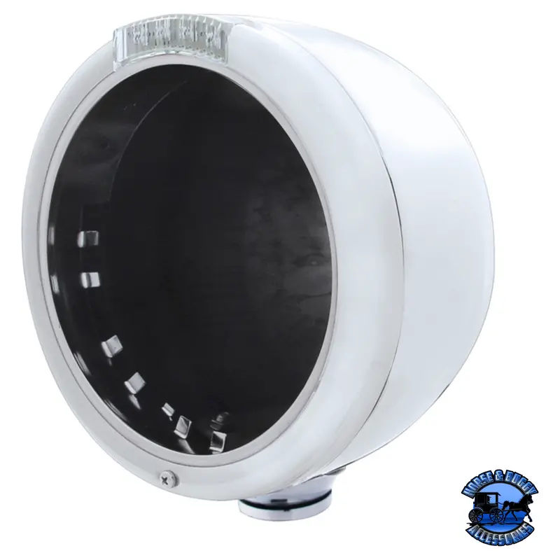 Stainless Steel Classic Half Moon Headlight No Bulb With Led Turn Signal (Choose Color) 1