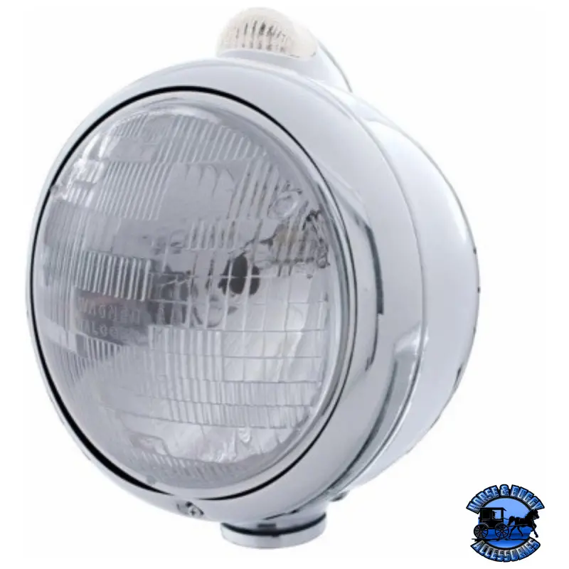 Stainless Steel Guide 682-C Style Headlight H6024 & Led Turn Signal - Clear Lens #31527 1
