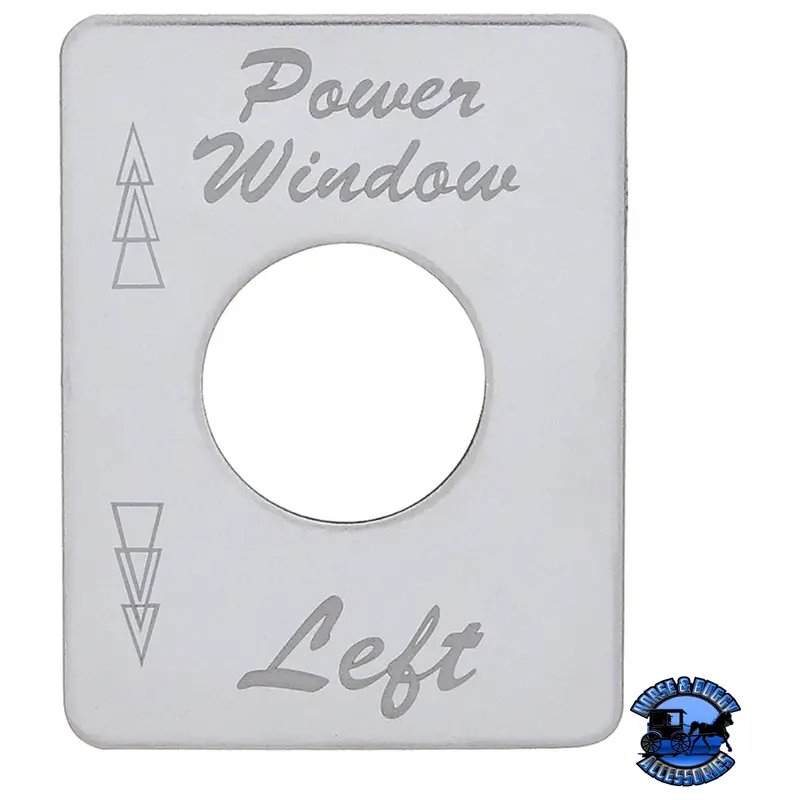 Stainless Steel Switch Name Plate For Peterbilt - Power Window (Left) #48459 1