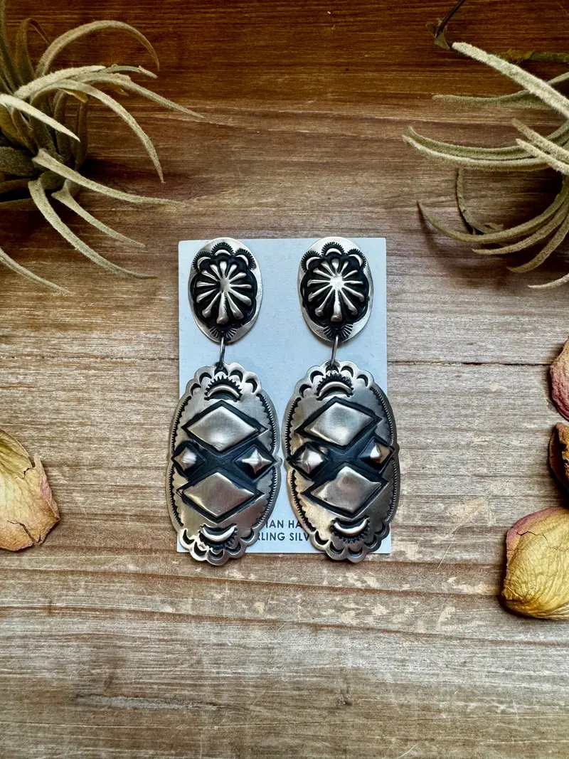 Sterling Silver Dangle Earrings – Native Made By Leander & Rhonda Largo, Usa 1