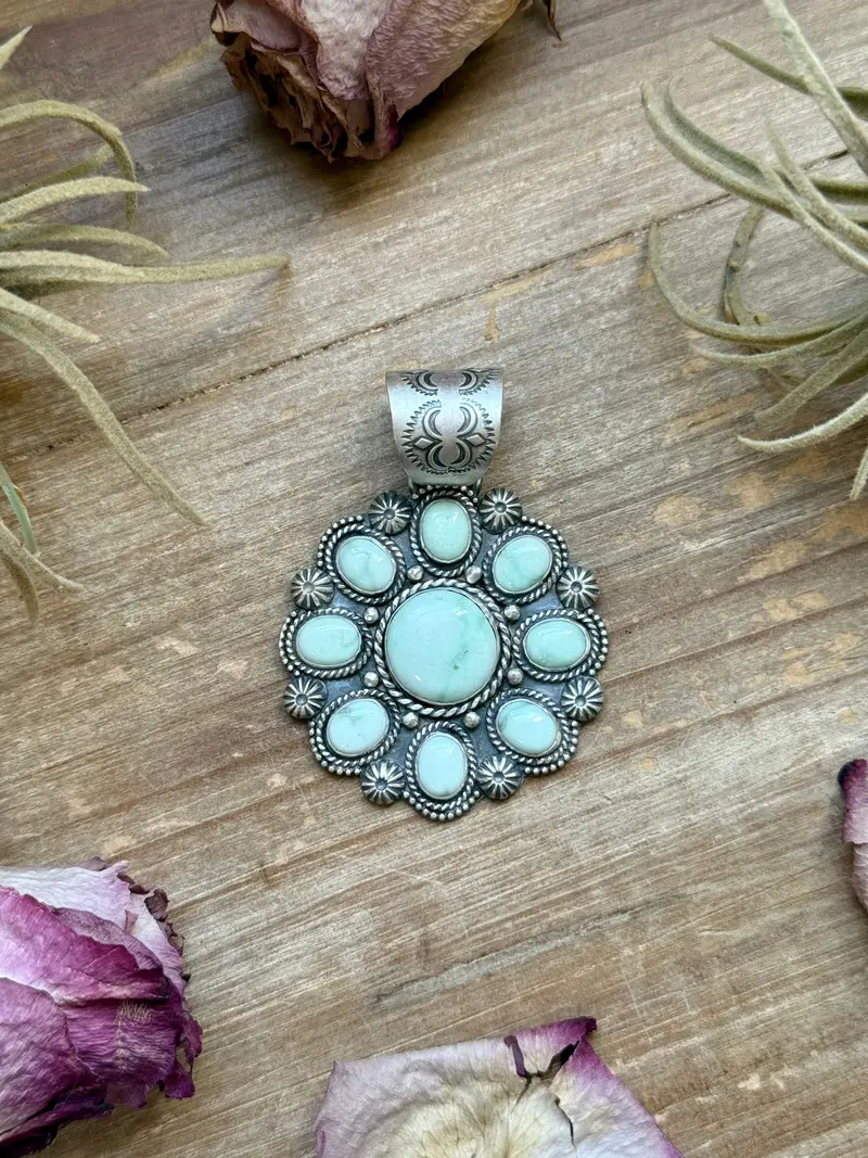 Sterling Silver Paloma Variscite Cluster Pendant – Handmade By Artist Shay Pfeiffer 1