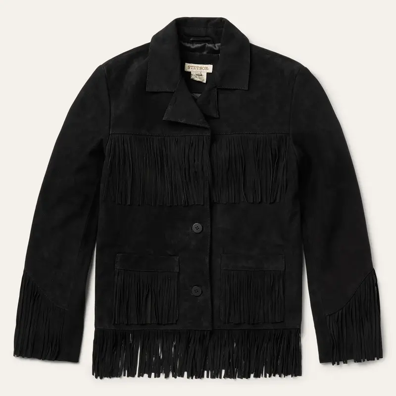 Stetson Fringe Suede Jacket In Black 1